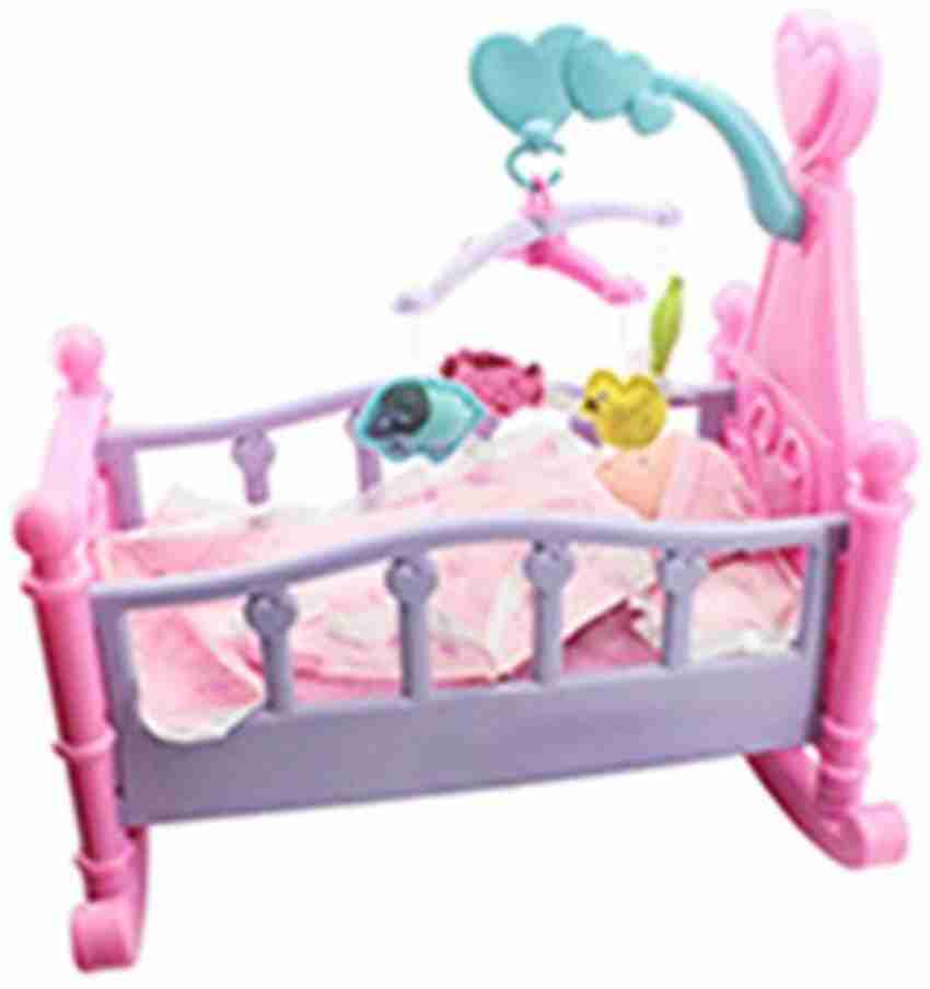 VAIBHAV Musical Rocking Cot Bed Crib With Baby Doll Toy Cradle