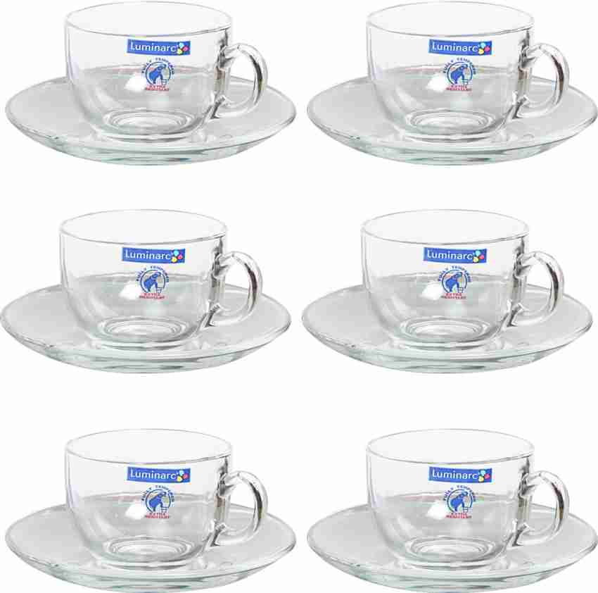Set Of Six Luminarc Large Clear Glass Tea Coffee Chai Cappuccino