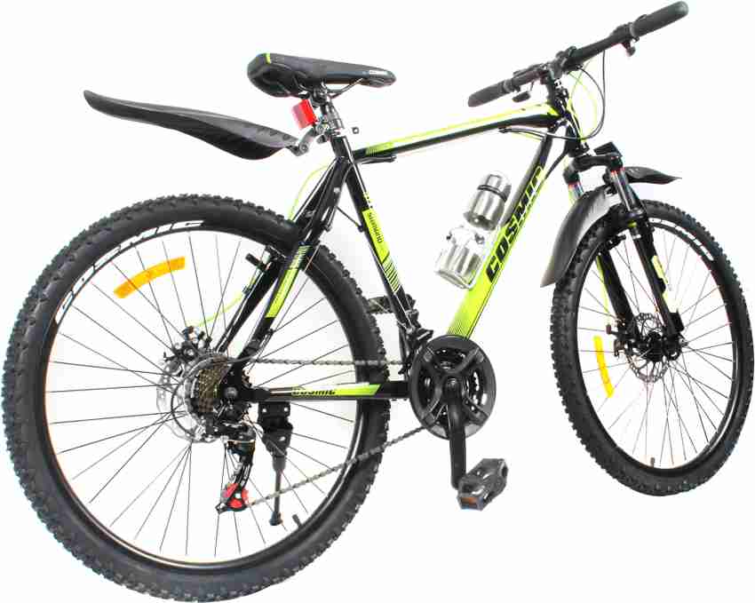 COSMIC ELDORADO 1.0L 21 SPEED MTB BICYCLE BLACK GREEN PREMIUM EDITION 26 T Mountain Hardtail Cycle Price in India Buy COSMIC ELDORADO 1.0L 21 SPEED MTB BICYCLE BLACK GREEN PREMIUM EDITION 26 T Mountai...