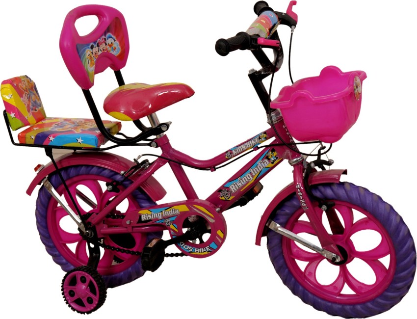 RISING INDIA 14 Pink kids Bicycle for 3 5 years double seated with basket and side wheel. 14 T Recreation Cycle Price in India Buy RISING INDIA 14 Pink kids Bicycle for