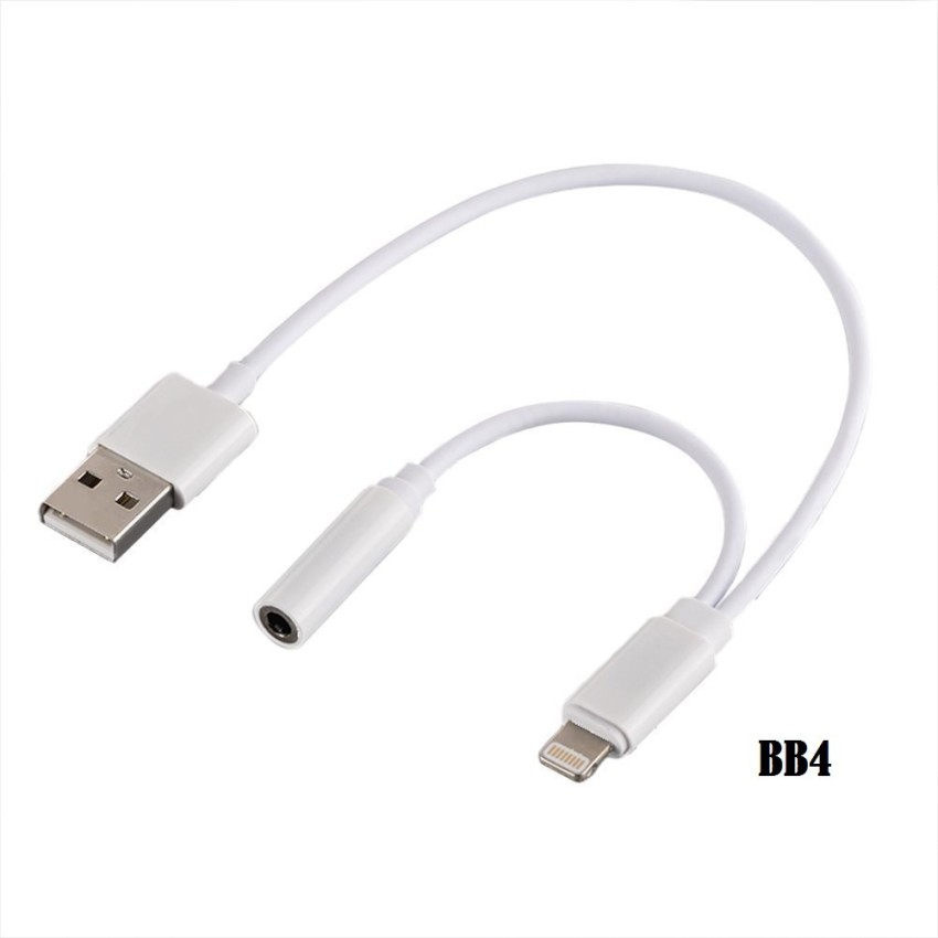 BB4 AUX Cable 0.2 m Lightning To 3.5mm Headphone Jack Adapter & USB  Charging for Iphone 7,7 plus - BB4 