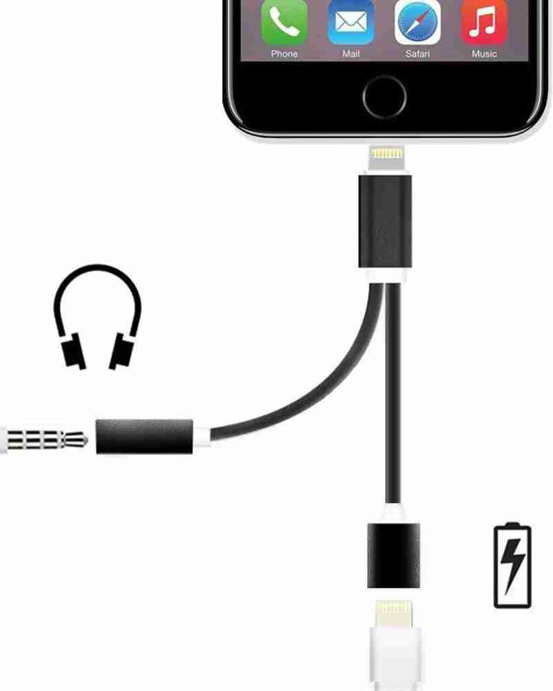 BB4 AUX Cable 0.3 m Lightning To 3.5mm Headphone Jack Adapter & Charging  PORT for 7,7 plus - BB4 