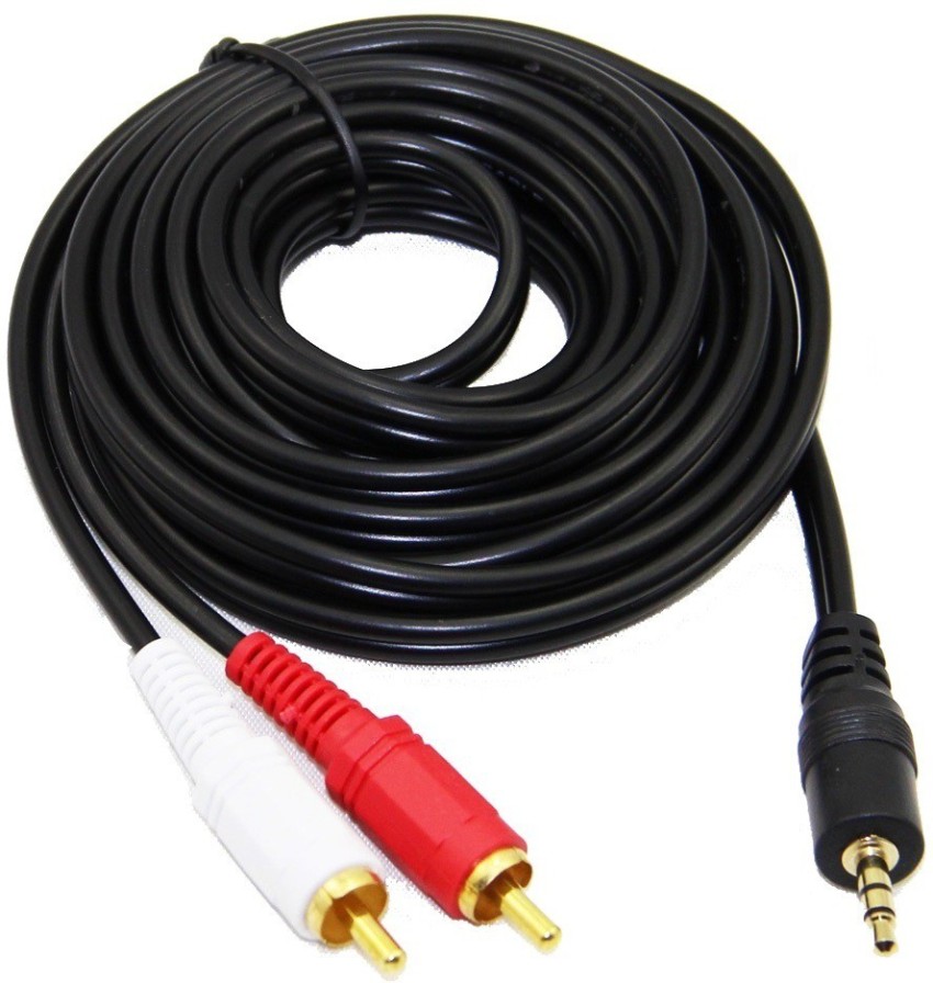 Techvik RCA Audio Video Cable 3 m 3 meter Stereo AUX 3.5mm male Jack to 2  Male Speaker Amplifier Connect