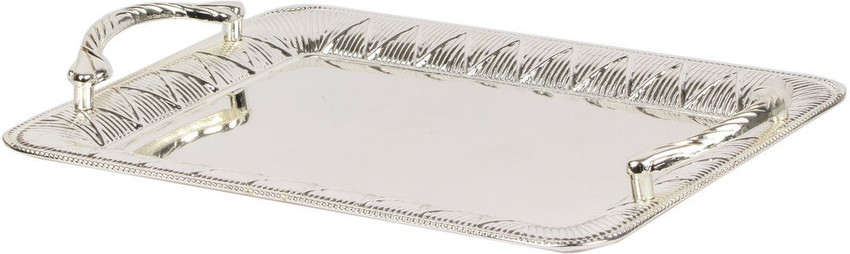 JewelandGifts Silver Plated Square Tray with Handle Silver Plated
