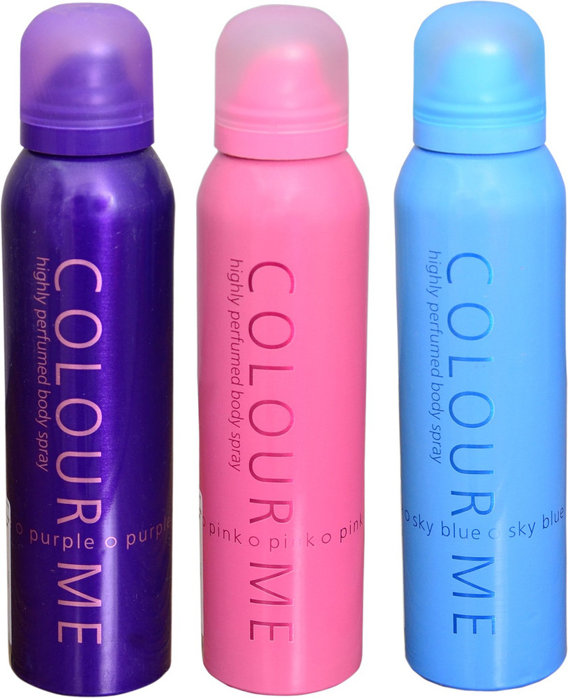COLOUR ME 1 SKY BLUE 1 PINK 1 PURPLE DEO Deodorant Spray For