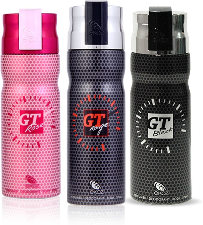 eKOZ Ekoz Gt Black Rouge Rose Combo Pack Of 3 Deodorant Spray