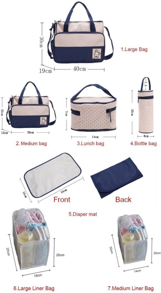 5PCS Baby Nappy Diaper Bags Set Mummy Diaper Shoulder Bags with