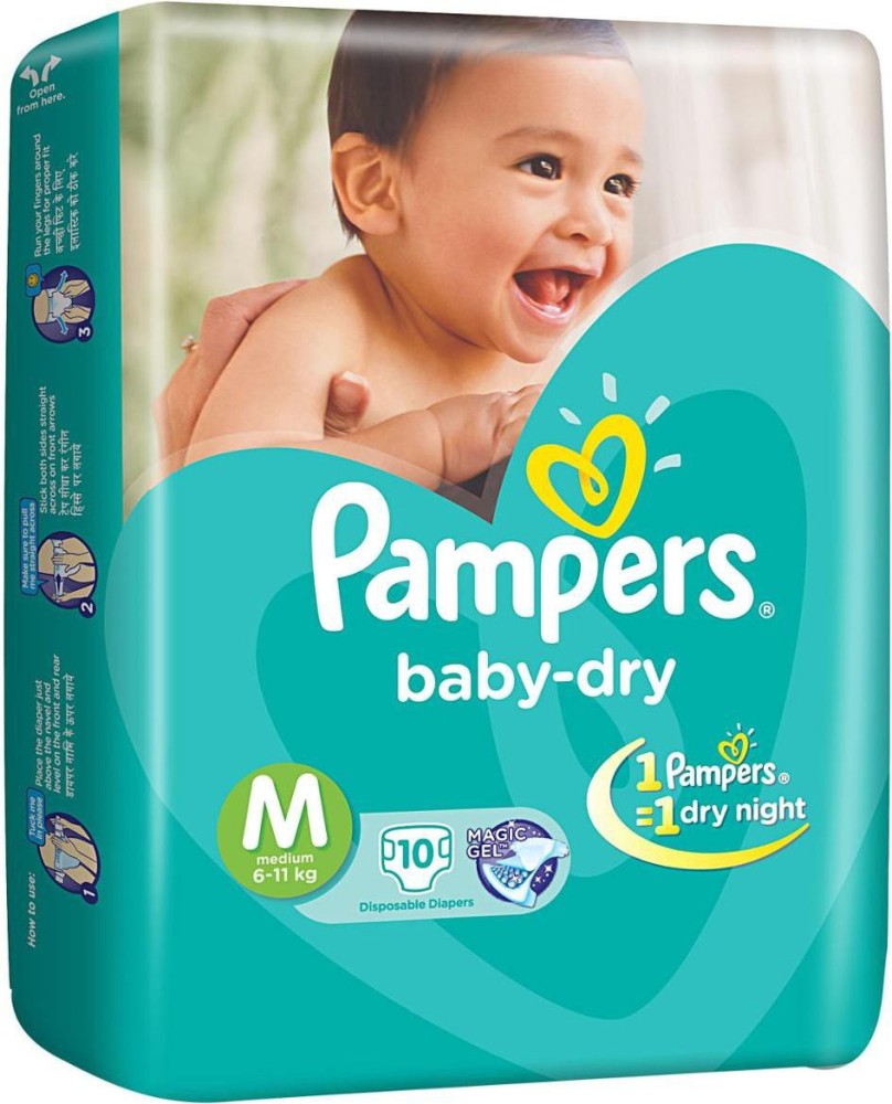 Pampers Baby Dry diapers Medium 10 Pieces (6 to 11 kg) - M - Buy 10 Pampers  Pant Diapers for babies weighing < 11 Kg