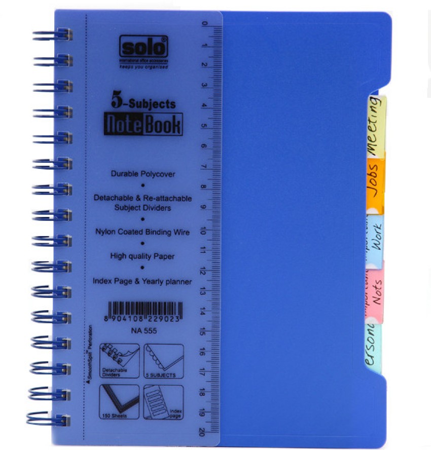 SOLO Premium 5 Subject Notebook - A5, 70 GSM, 300 pages, Single