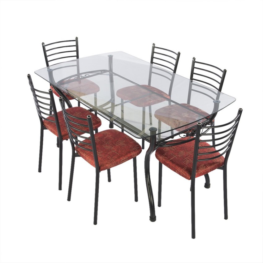 Glass dining table with deals 6 chairs price