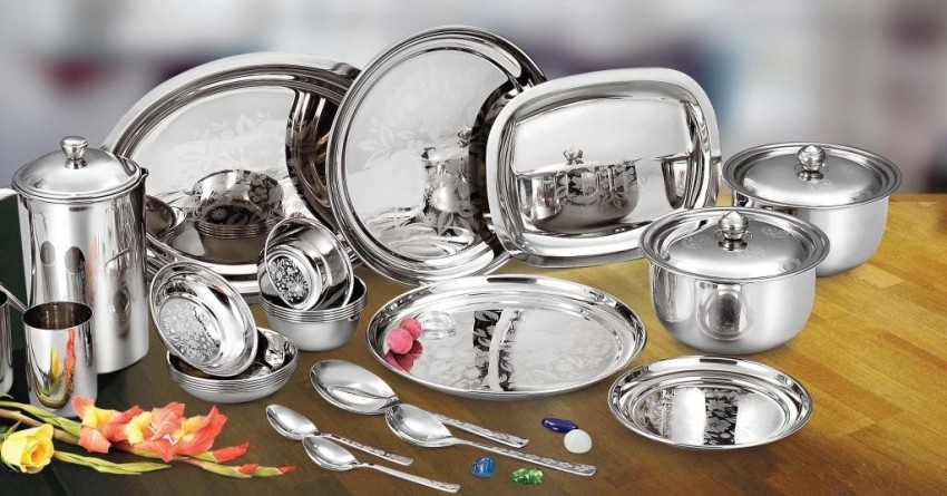 Devidayal Pack of 52 Stainless Steel Marvel Dinner Set Price in