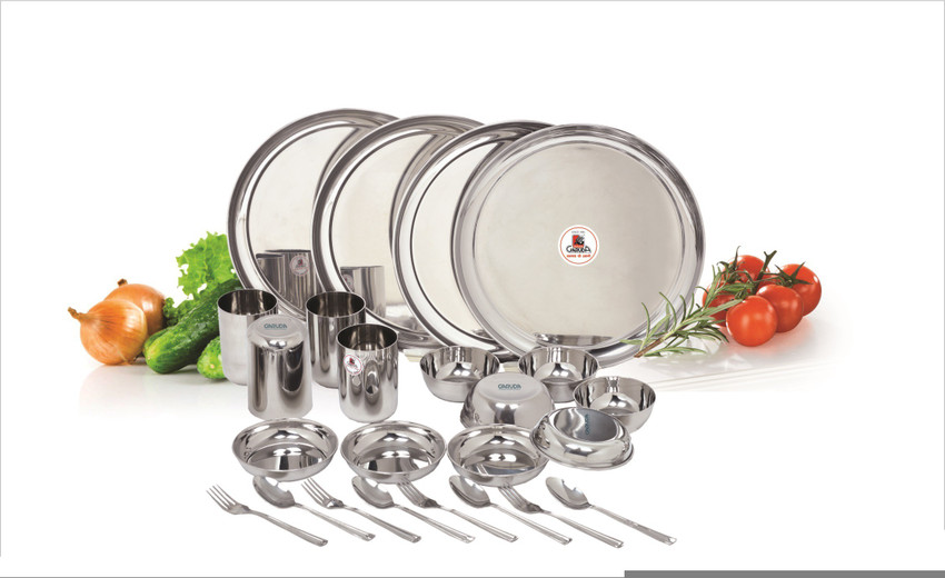 Garuda Pack of 24 Steel High Quality Stainless Steel Dinner Set  