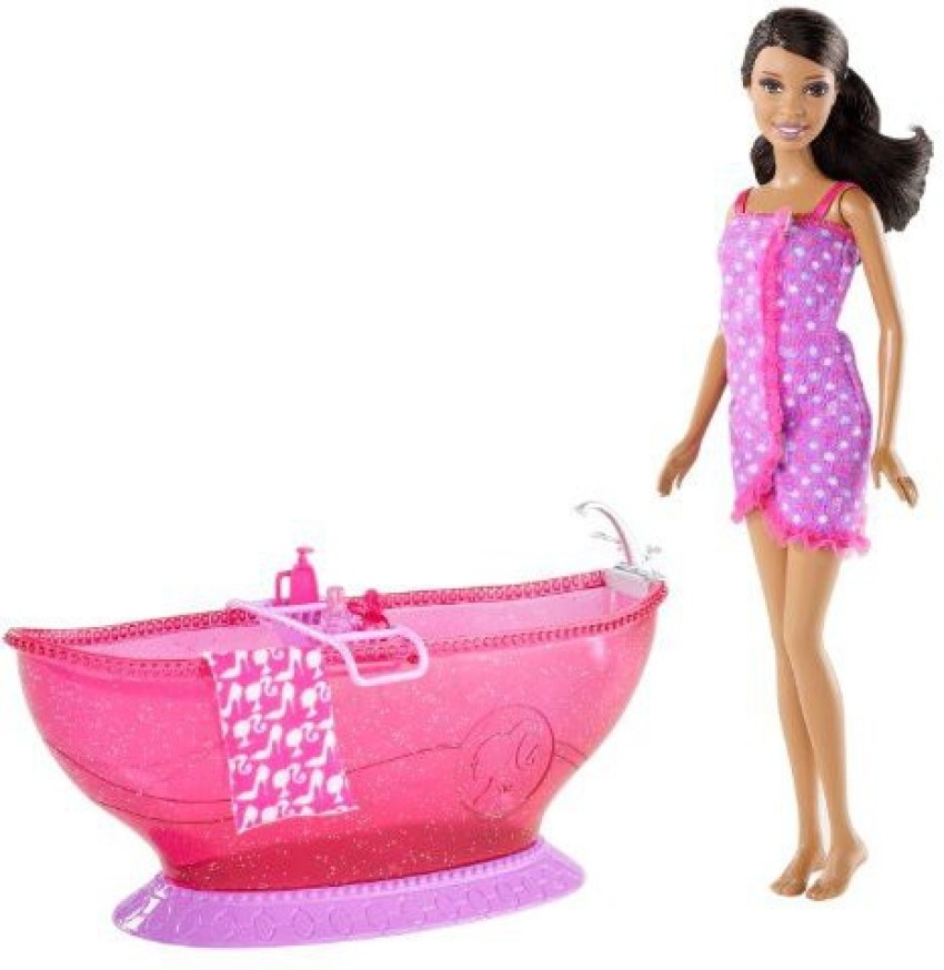 Barbie takes a online bath