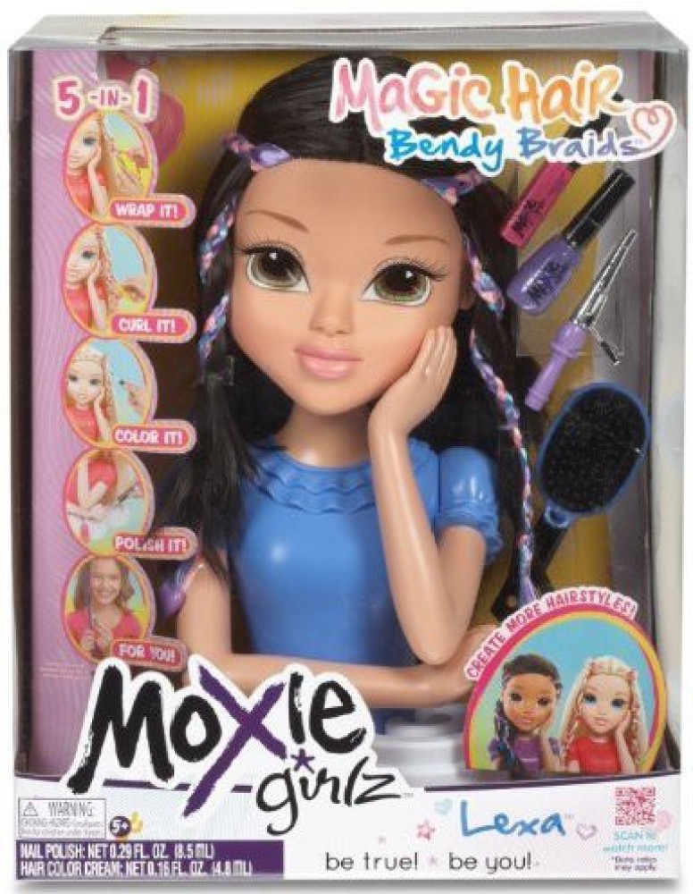 Moxie Girlz Magic Hair Bendy Braids Torso Lexa - Magic Hair Bendy