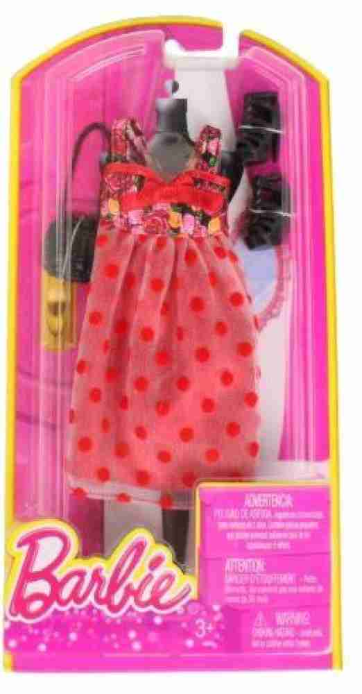 BARBIE Dress Up Rose and Polka Dot Dress with Fashion Accessories