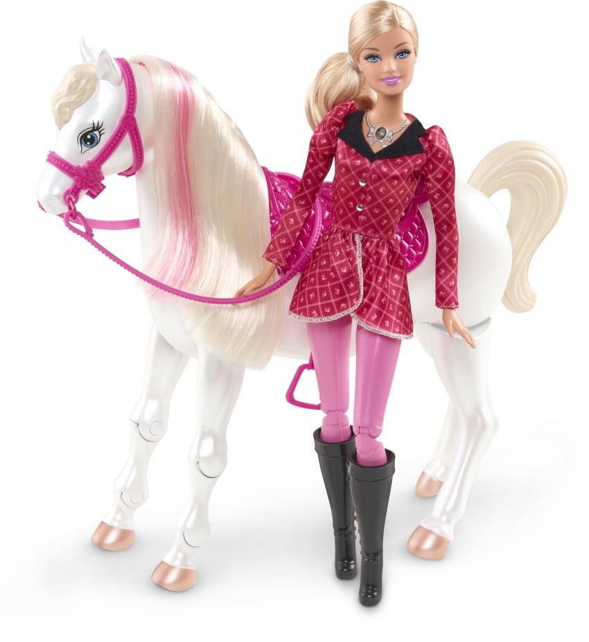 Barbie doll deals with a horse