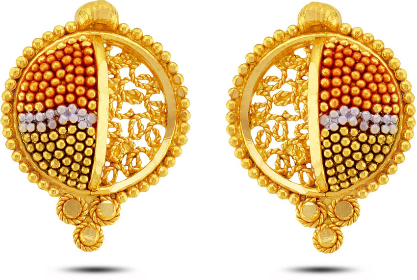 P.N.Gadgil Jewellers Half n half Designer Yellow Gold 22kt Stud