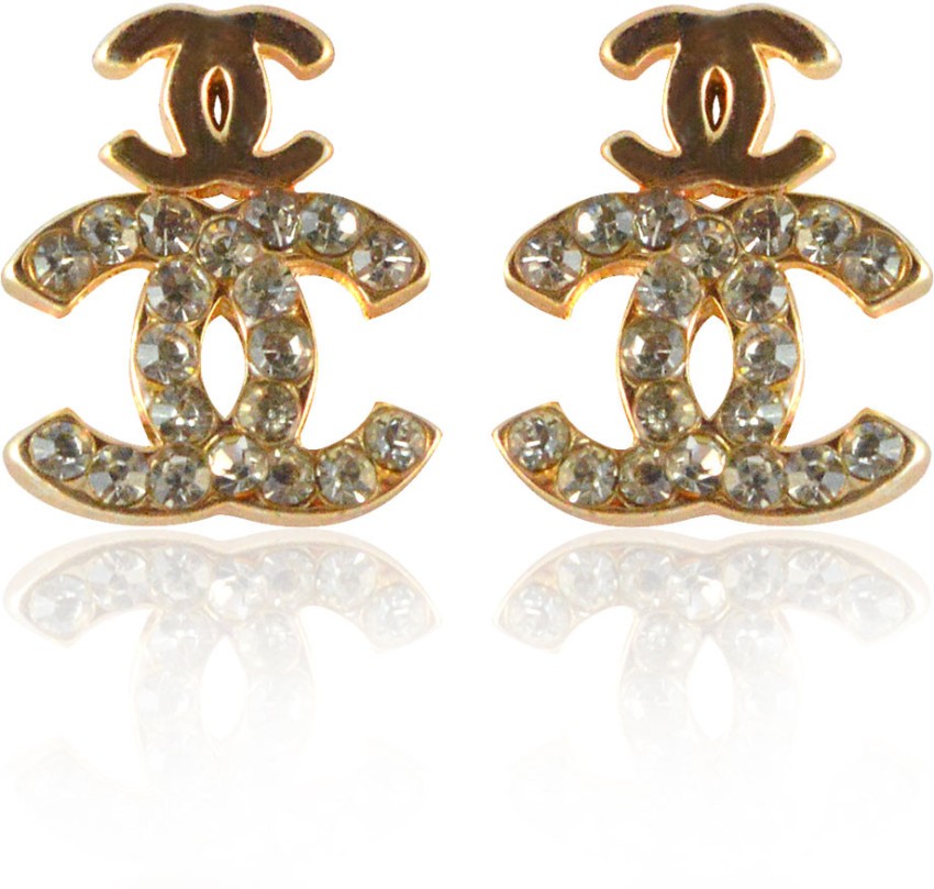 18K Yellow Gold and Diamond Chanel Inspired Stud Earrings  Diamonds On  Broadbeach