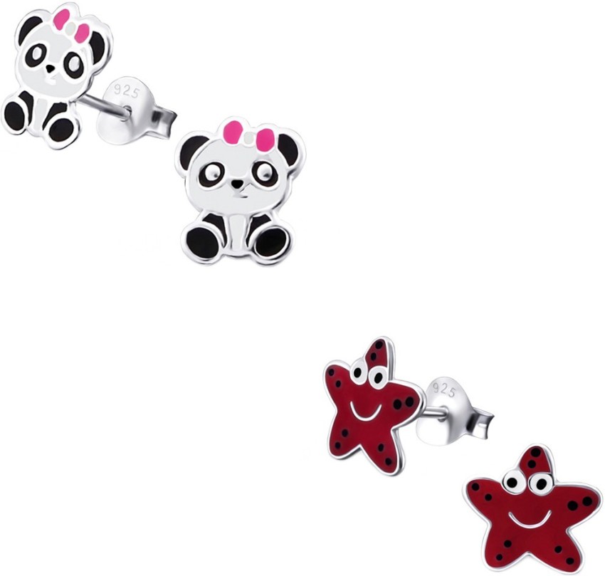 Panda Stud Earrings  Fast Delivery Crafted by Silvery Jewellery
