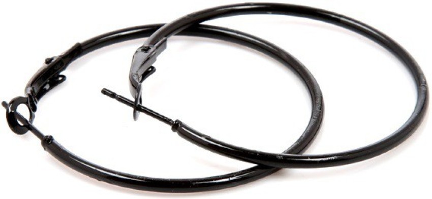 Mens 17mm Black Plated Stainless Steel Hoop Earrings