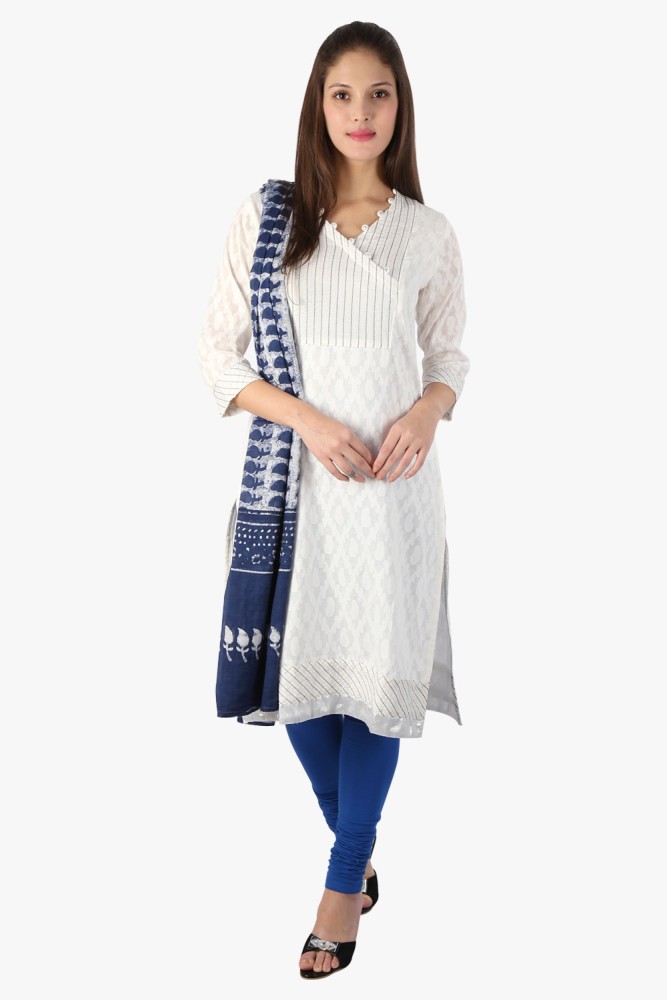 Blue kurti 2025 with white leggings