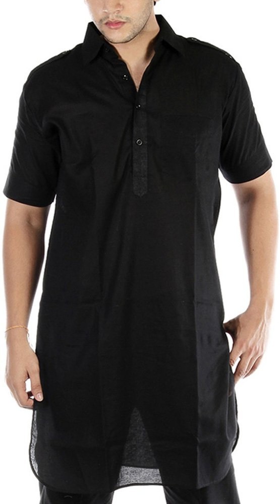 Black kurta pajama online half sleeve