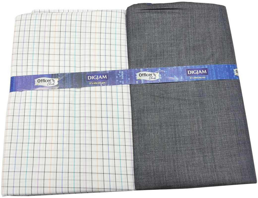 Digjam Cotton Blend Checkered Shirt Trouser Fabric Price in