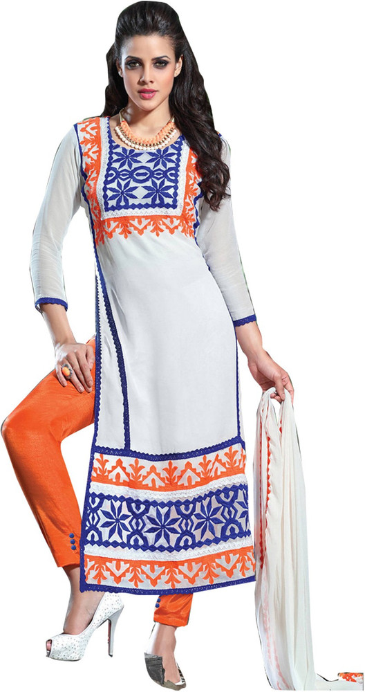 Helix Enterprise Poly Georgette Embroidered Salwar Suit Material