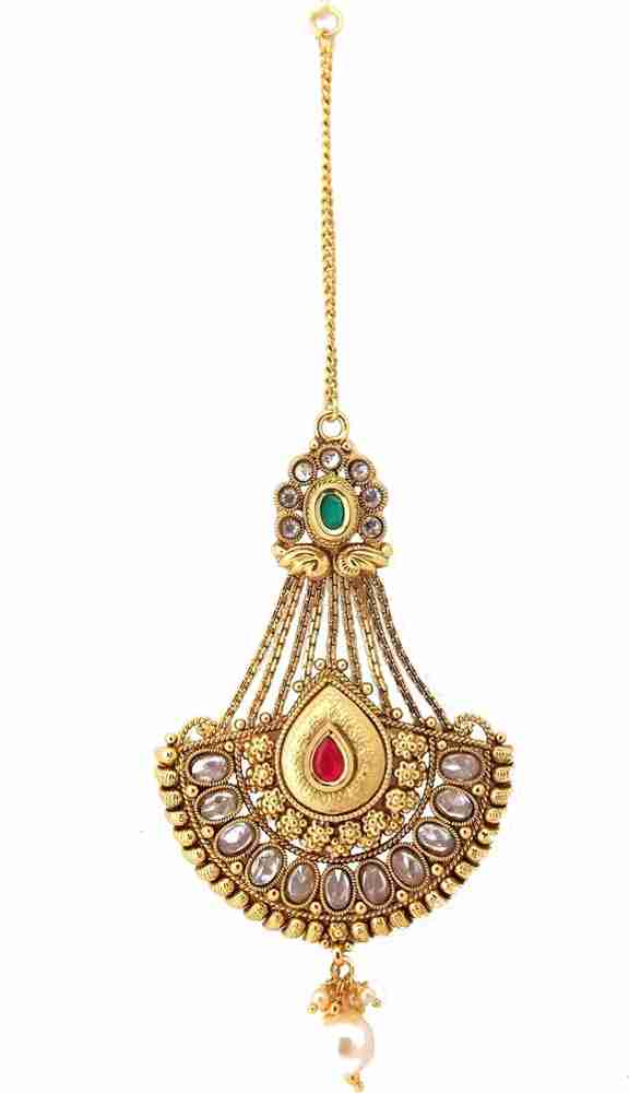 Biyu Copper Red Green Pearl Polki Passa Jhoomar Hair Accessories Hair Accessory Set Price in India Buy Biyu Copper Red Green Pearl Polki Passa Jhoomar Hair Accessories Hair Accessory Set online