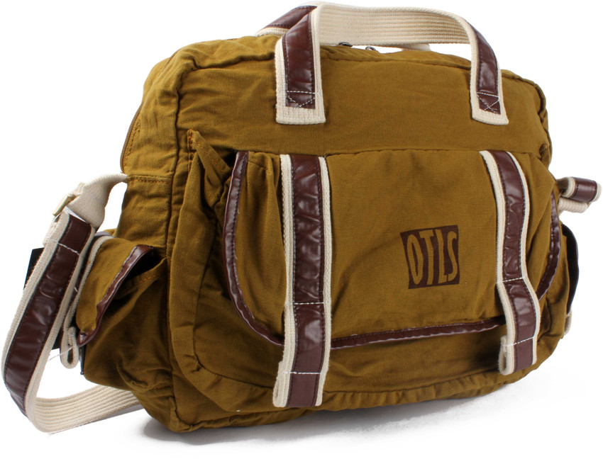 Buy OTLS Men Brown Messenger Bag Khaki Online Best Price in