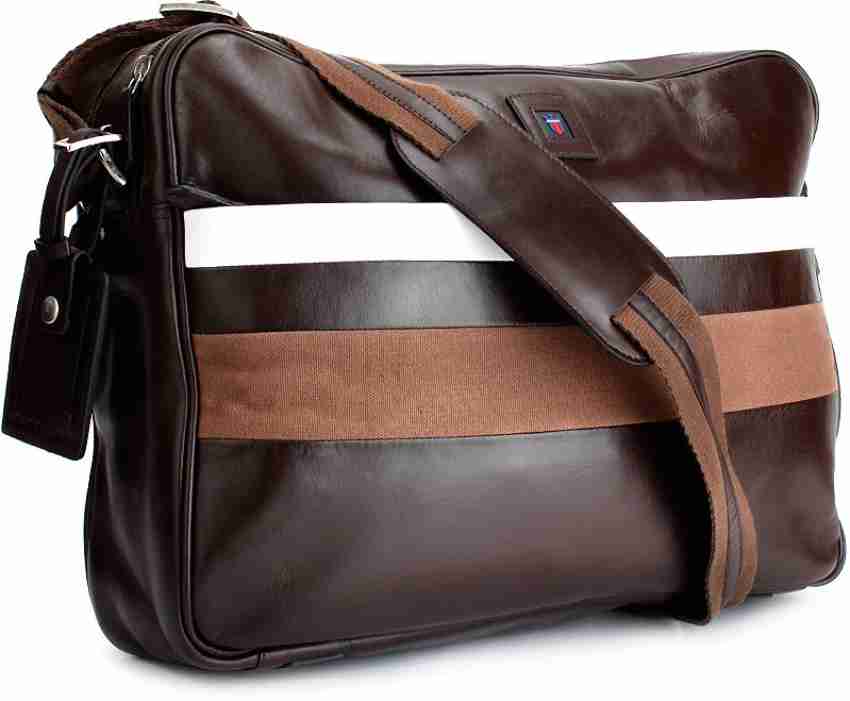 Buy LOUIS PHILIPPE Men Multicolor Messenger Bag Tan, White and Blue Online  @ Best Price in India