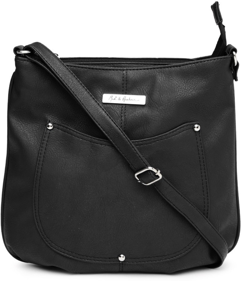 Buy Mast & Harbour Black Textured Water Resistant Structured Sling Bag -  Handbags for Women 23770572