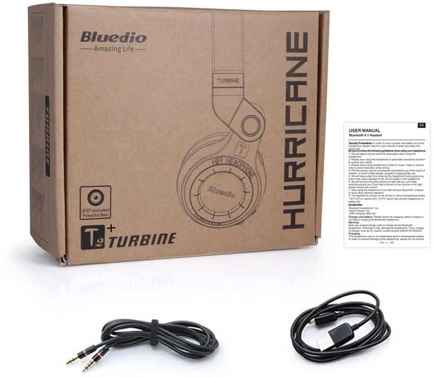Bluedio T2 Plus Blue Bluetooth without Mic Headset Price in India