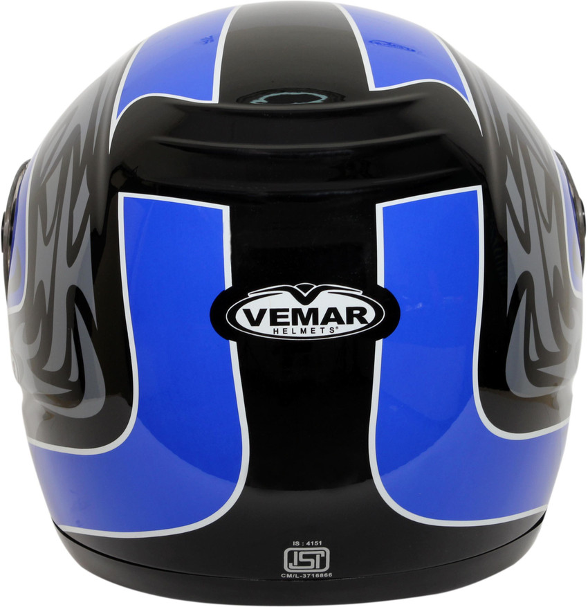 Vemar Vxn Glossy Black Skin Blue Motorbike Helmet Buy Vemar Vxn