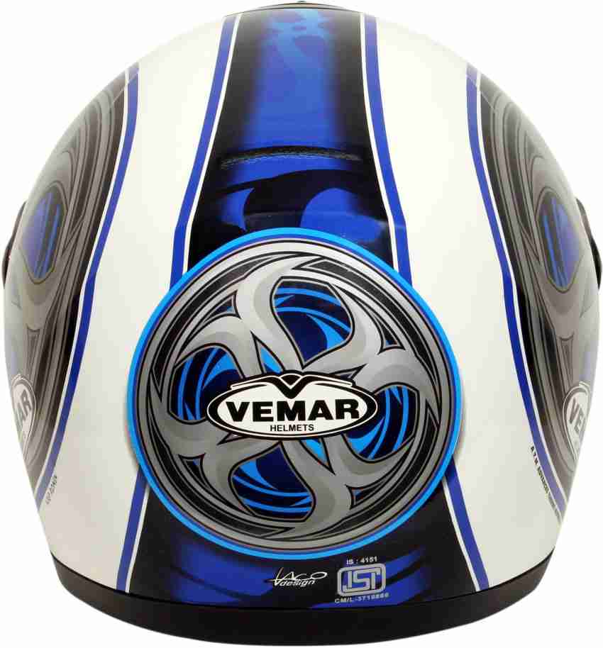 Vemar Vxp Glossy White Ronin Blue Motorbike Helmet Buy Vemar Vxp