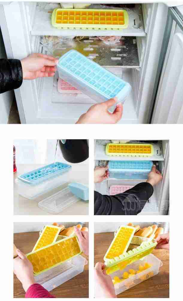  Ice Cube Bin Bucket Trays - Ice Holder, Container, Storage for  Freezer, Refrigerator with Scoop, Lids: Home & Kitchen