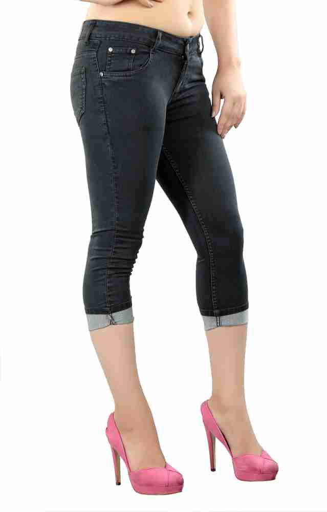 Buy online Women Blue Skinny Fit Denim Capri from Capris & Leggings for  Women by Angelfab for ₹769 at 45% off