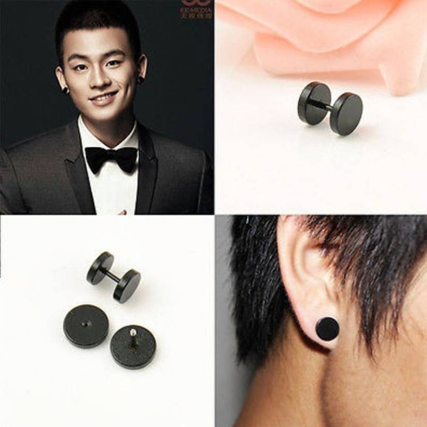 Buy Online Stud Earrings For Men Black Om Design  jewellery for men   menjewellcom