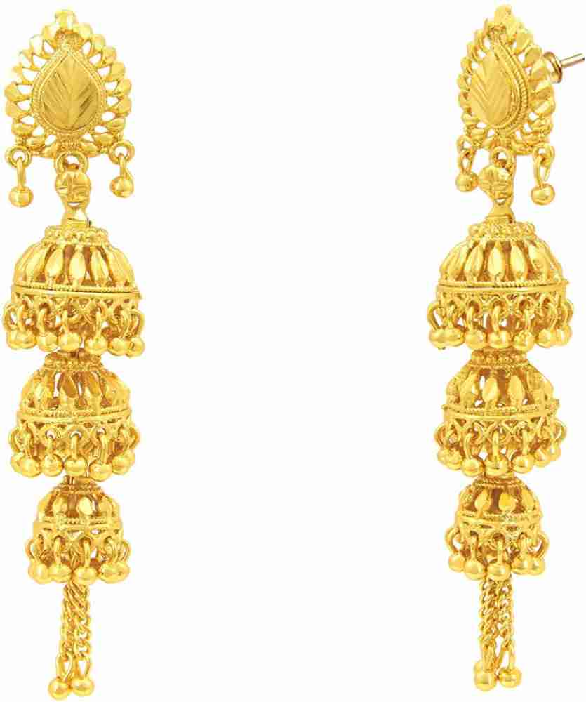 Triple jhumka hot sale long earrings