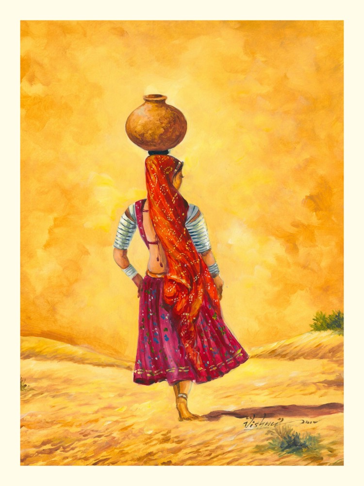 Paniharan Rajasthani Art 18'' X 24'' Figurative Vertical Acrylic