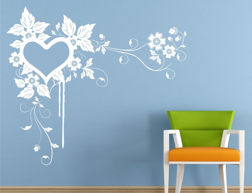 Decor Solution Wall Sticker Flower And Vine With Heart Corner Wall Sticker  Size(59*83)cm