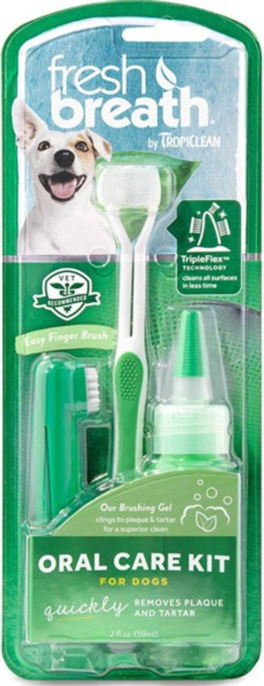Tropiclean Fresh Breath Plaque Remover Pet Oral Care Kit Mint