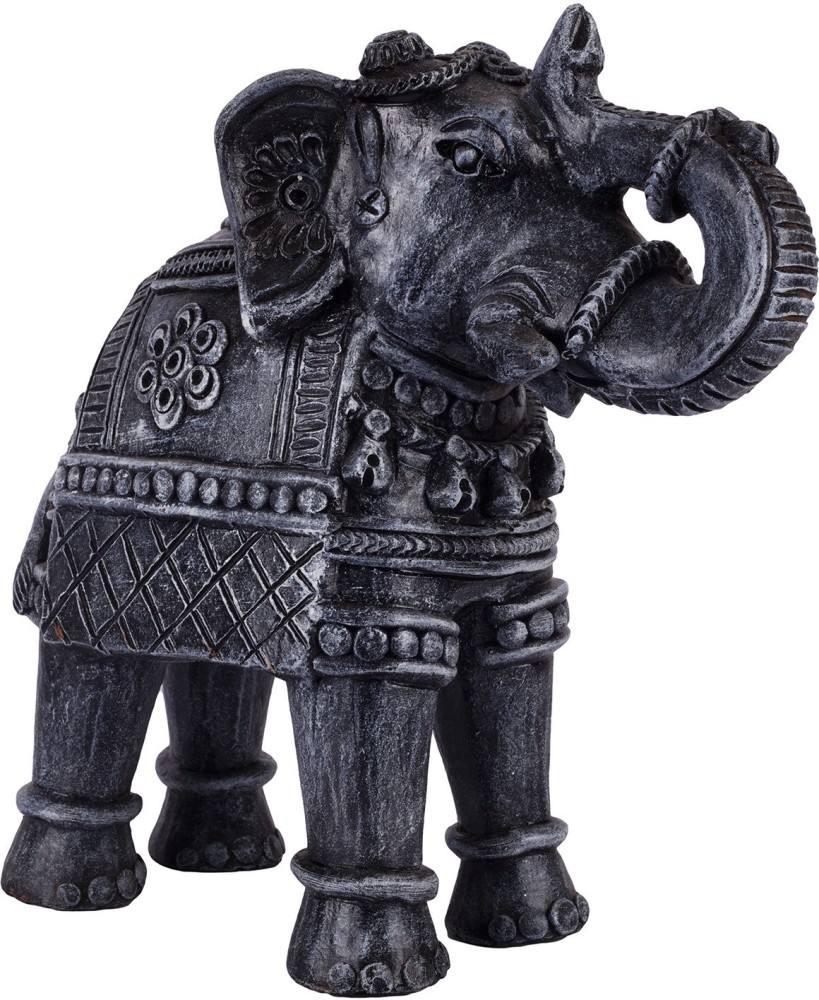 Village Décor Handmade Terracotta/Clay Black 8inch Elephant 2