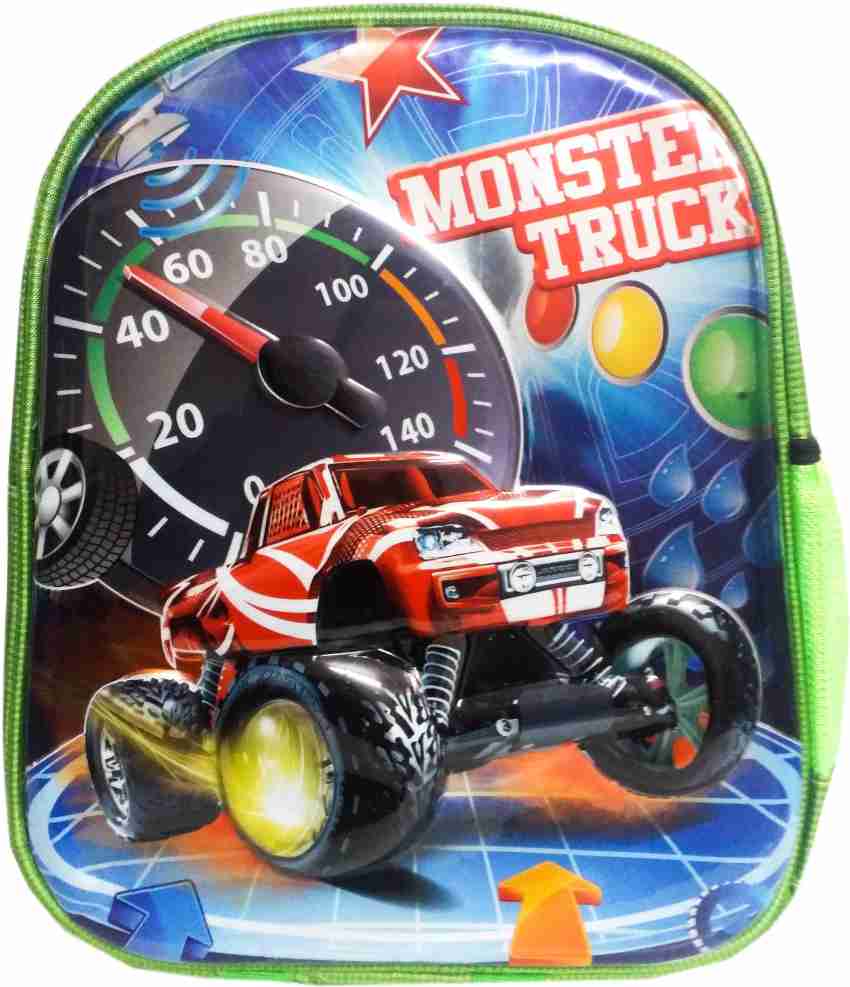 Monster truck shop school bag