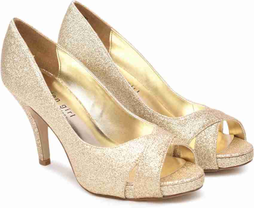 Girls gold hot sale glitter heels