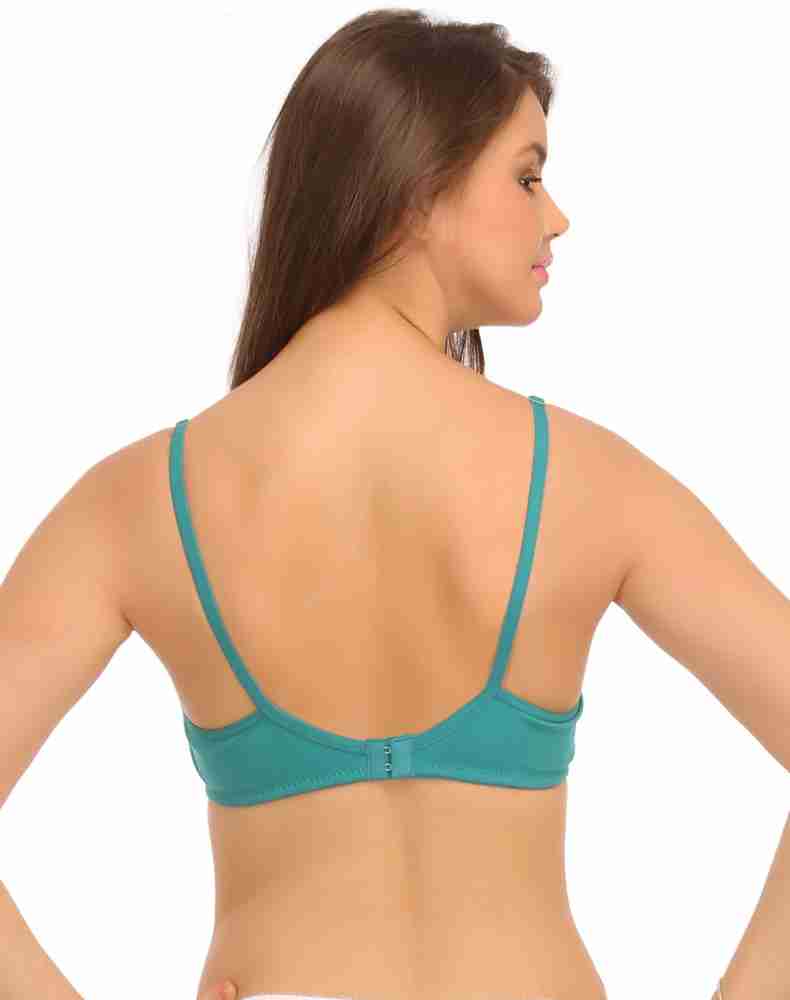 Clovia Cotton Non-Padded Non-Wired Bra In Green With Full Cups