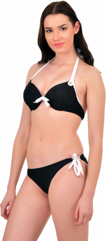 N-gal Push up halter Bikini Set Solid Women Swimsuit - Buy N-gal