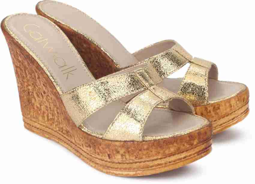 Gold metallic best sale wedge sandals