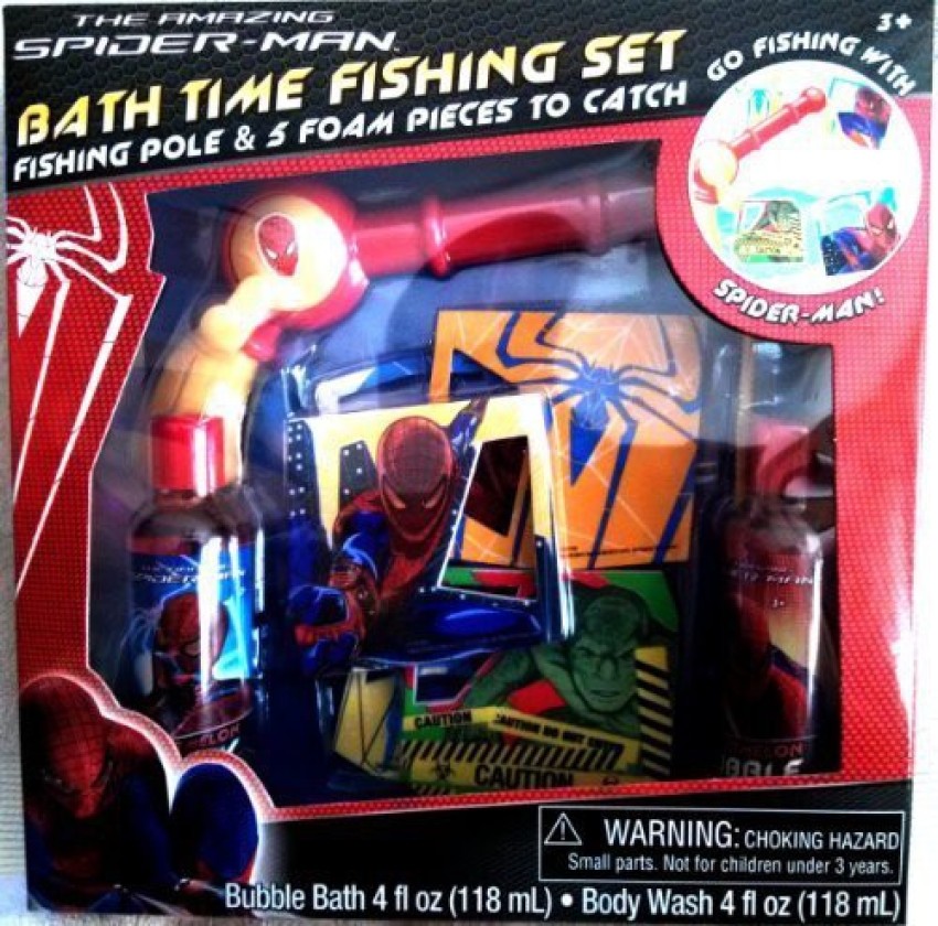 MZB The Amazing Spiderman Bubble Bath Time Fishing Set Bath Toy