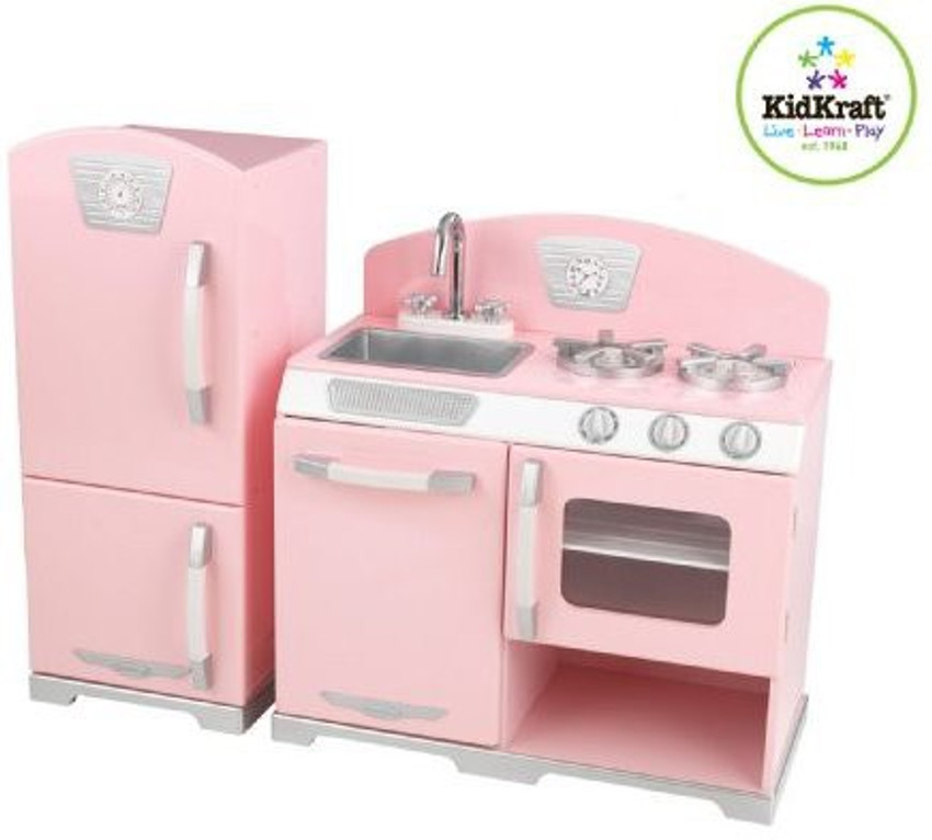 Kidkraft pink retro kitchen and refrigerator shop